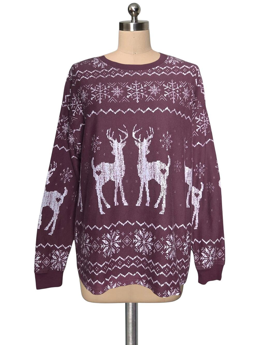 Fifth Sun Festive Deer Print Sweatshirt Large Top